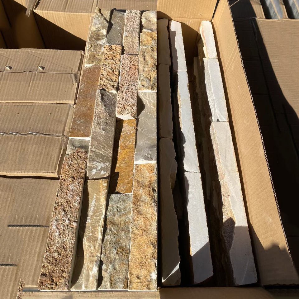 BeigeNaturalCulture StoneVeneerExterior WallDecorationStackedStyleStoneFacadeFlatCladdingVillaFenceWallSplit