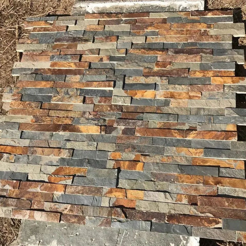 MixedRustAndBlueGreenNaturalSlateTile – ForExterior WallCladdingFacade – WithSplitFinish