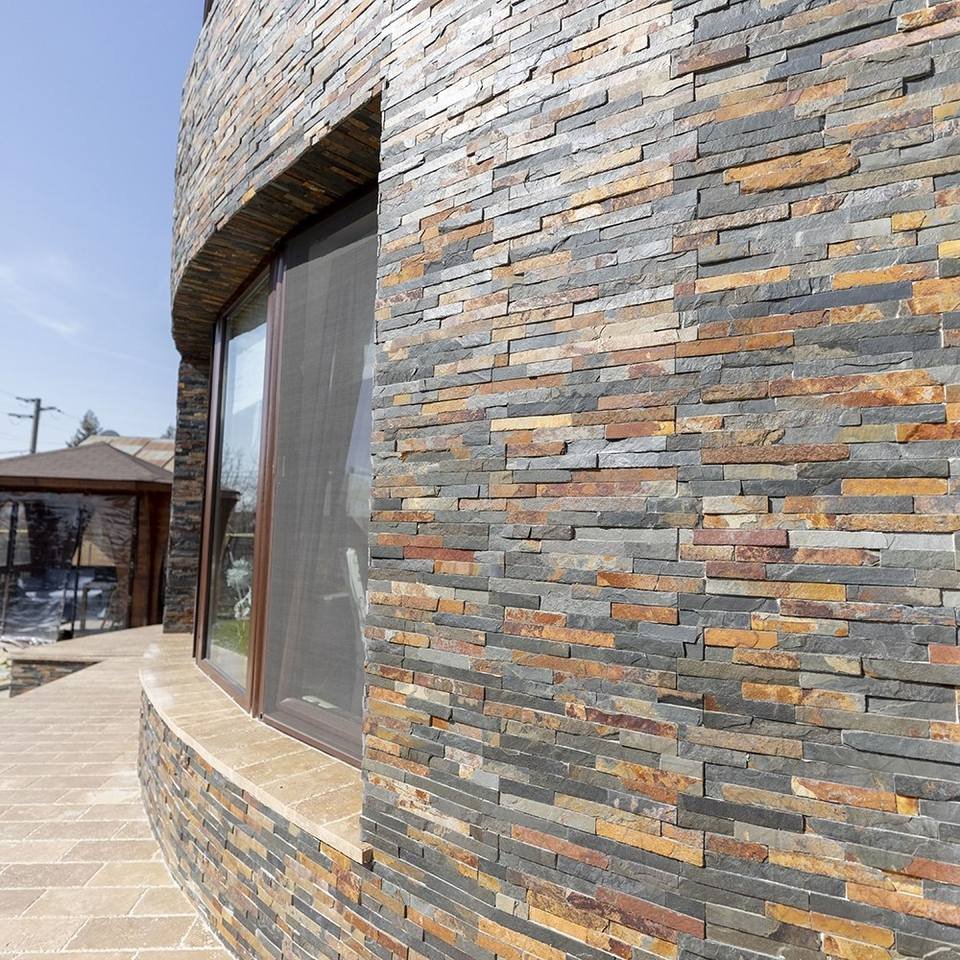 ModernDesignMultiColorSlateLedgerPanelNaturalStackedStoneVeneerOpenWall – ForGardenAndHouse