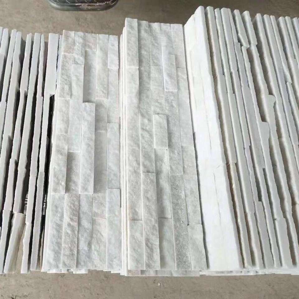 ModernDesignNaturalWhiteQuartziteWallCladding6*24InchOpenStylePanel – ForExteriorStackedWall Tile