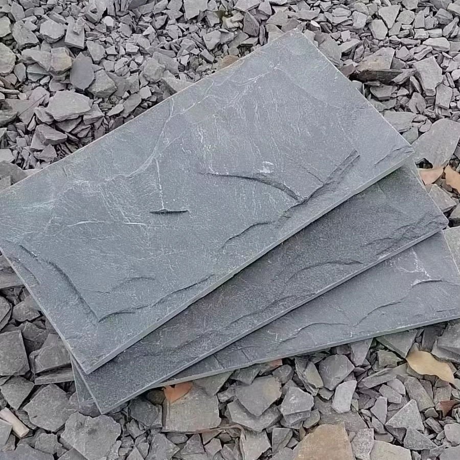 ModernGreySlateSplit FaceMushroom StoneWallCladdingNaturalStoneExterior WallDecorationAcid ResistantPanel