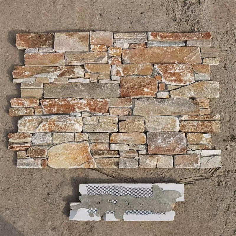 ModernRusticOchreSandstoneStackedStoneVeneerWall PanelAcid ResistantIndoorOuterDecoration