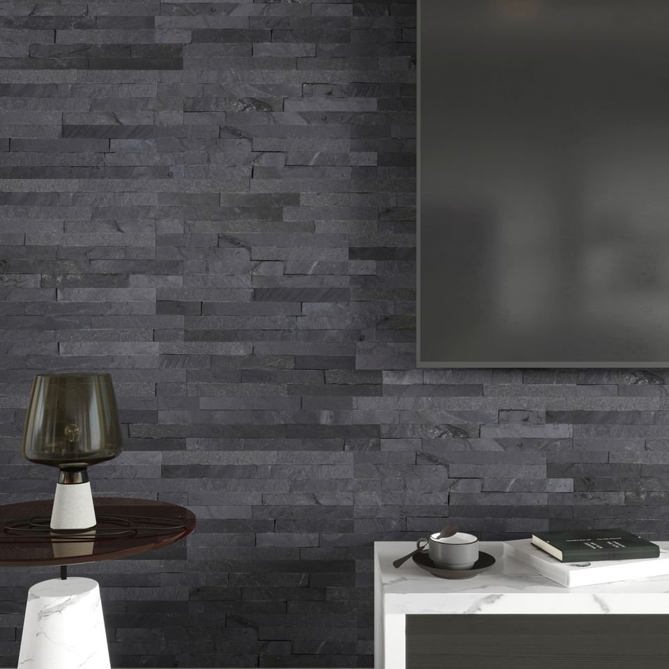 OutdoorNaturalCharcoal BlackSlateStackedStoneVeneerBoard – ForFeature WallAndFireplaceExterior WallCladding