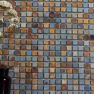 NaturalMixedSlateMosaicTile - SplitSurfaceEco - friendly 1x1 InchSquareTile - SuitableForOutdoorAndInterior Wall