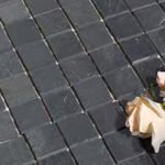 HonedBlackSlateSquareMosaicTile – Eco – friendlyDurableNaturalStoneWall Tile，SuitableForKitchenAndOutdoorTerrace 1