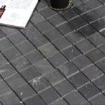 HonedBlackSlateSquareMosaicTile – Eco – friendlyDurableNaturalStoneWall Tile，SuitableForKitchenAndOutdoorTerrace 5