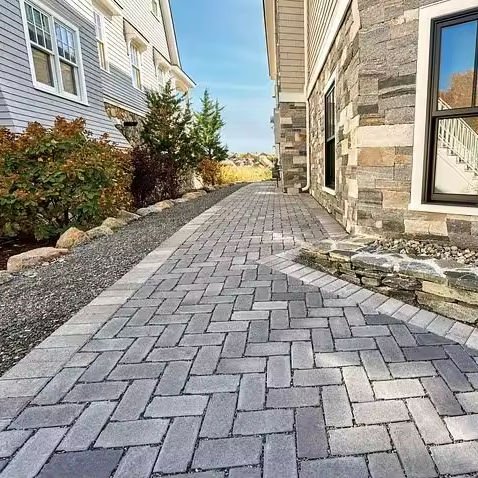 Modern10x20cmcmCobblestoneTumbledBlackSlateOutdoorPavingTileGardenDrivewayStoneFloor