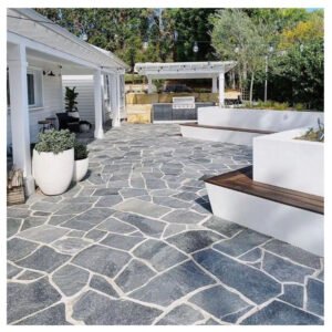 ModernNaturalBlackSlateStoneIrregularRandomCrazyPavingSlatePaverSplitOutdoorLandscapingGardenPath