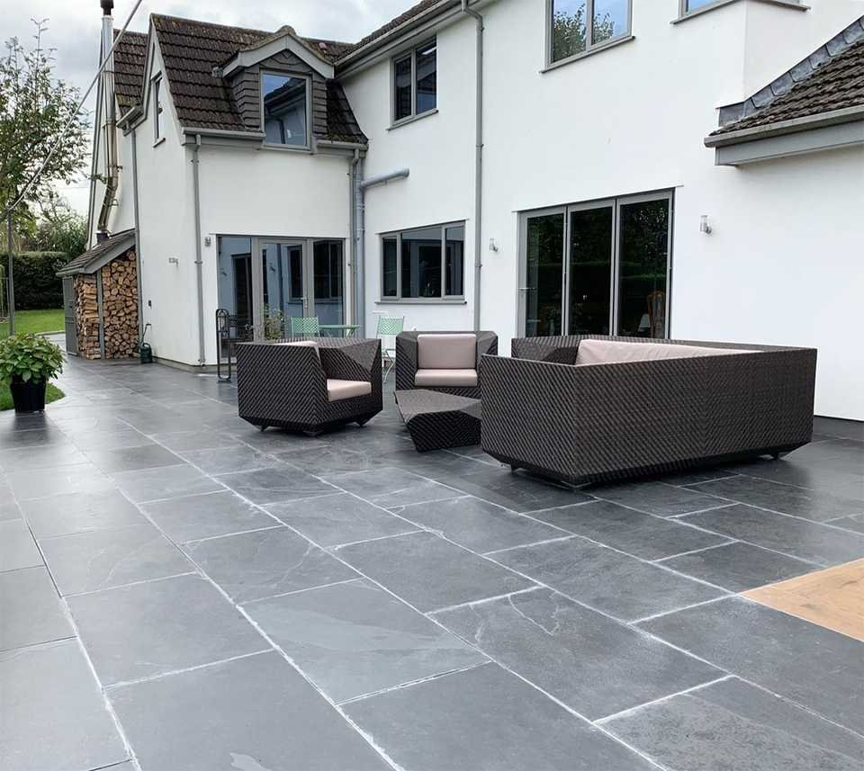 NaturalSlatePaverBlackGrey600X900OutdoorSlatePatioPaver，ForGardenPatioDrivewaySidewalkLandscapingLandscaping