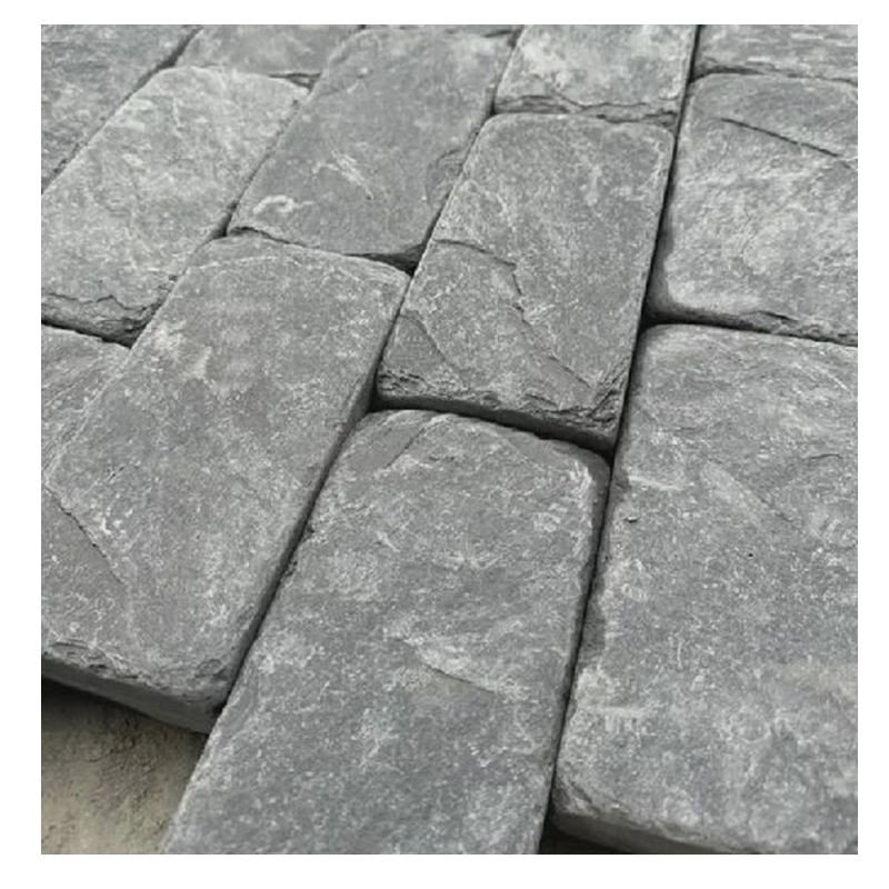 WholesaleModernVintageBlackSlateCobblestonePaverNaturalTumbledStoneCubeTileOutdoorDrivewayPaving
